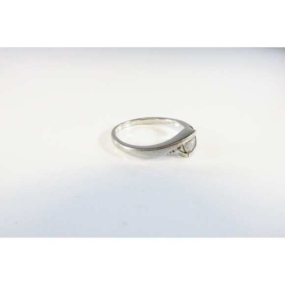 Modernist Bypass Ring in Sterling Silver With Clear Stones Ring Size 7.25 - Picture 3 of 6